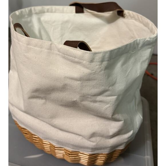 Picnic Time Coronado Canvas & Willow Basket Tote Duryea’s Montauk Logo - Picture 7 of 11